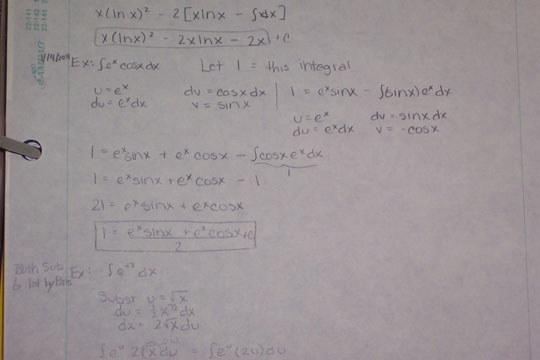 Calculus notes on integration by parts